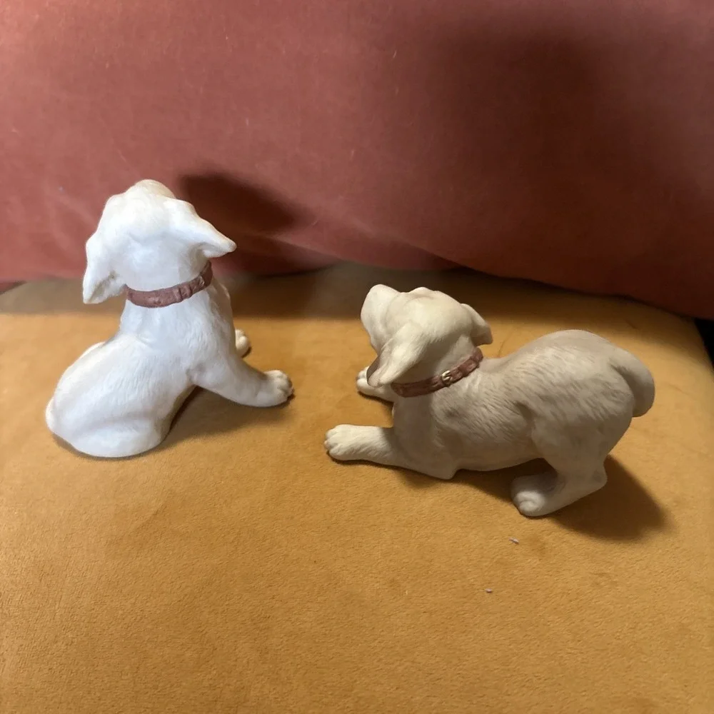 Vintage Homco 1408 Yellow Labrador Retriever Puppy Figurines